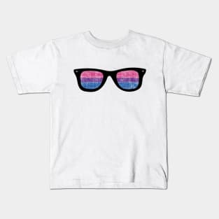 Bi-Sexual Pride Flag Sun Glasses Design Kids T-Shirt